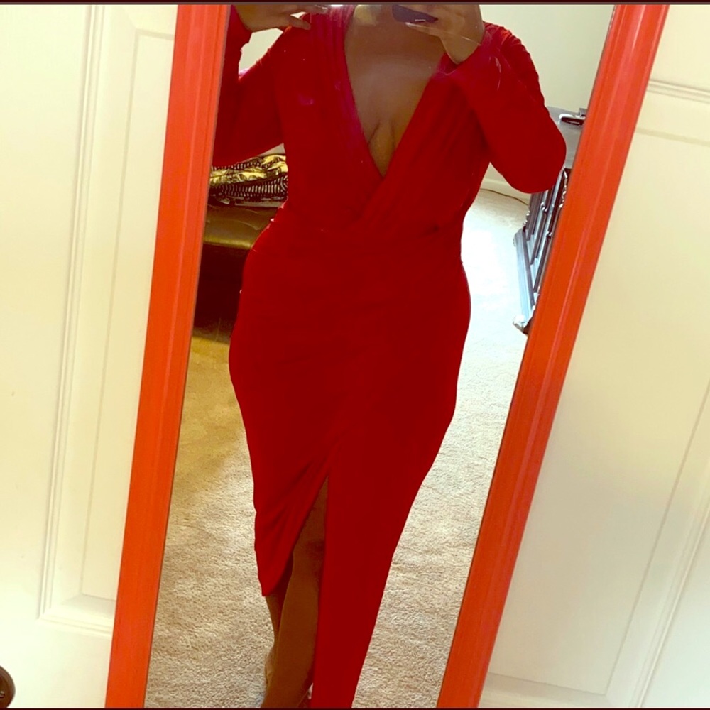 Asymmetrical Red sexy  dress